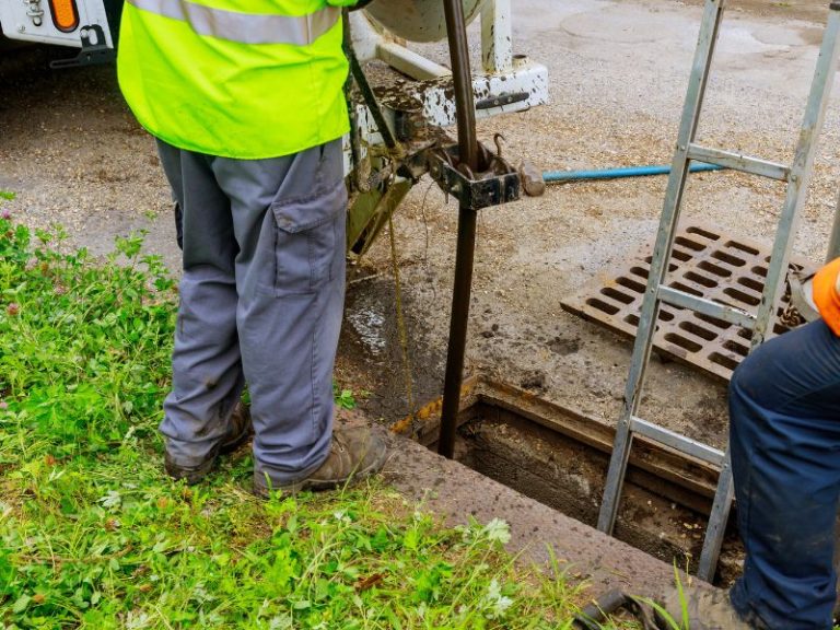 ladder down drainage outside on street