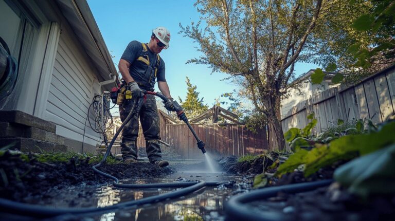 AI Image Blasting water to remove blockage